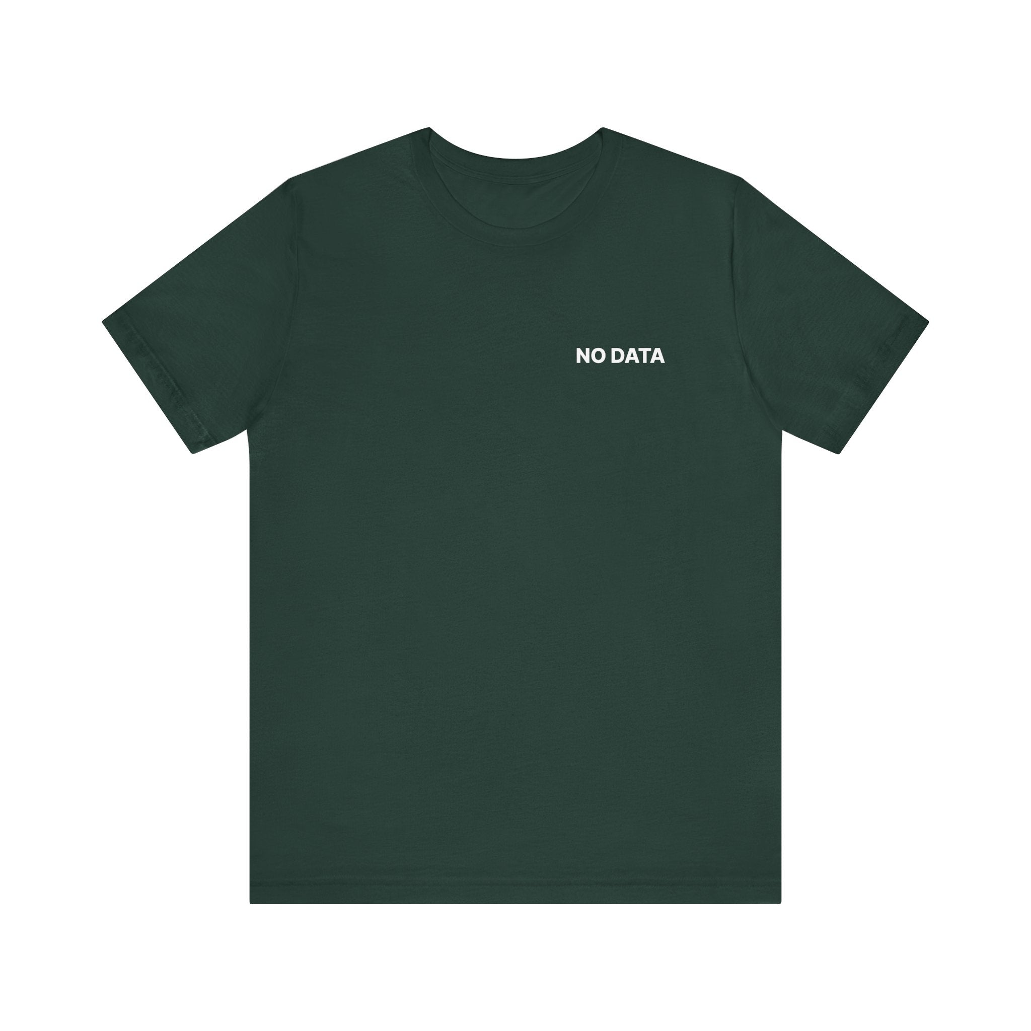 Green t-shirt with 'NO DATA' text on a white background