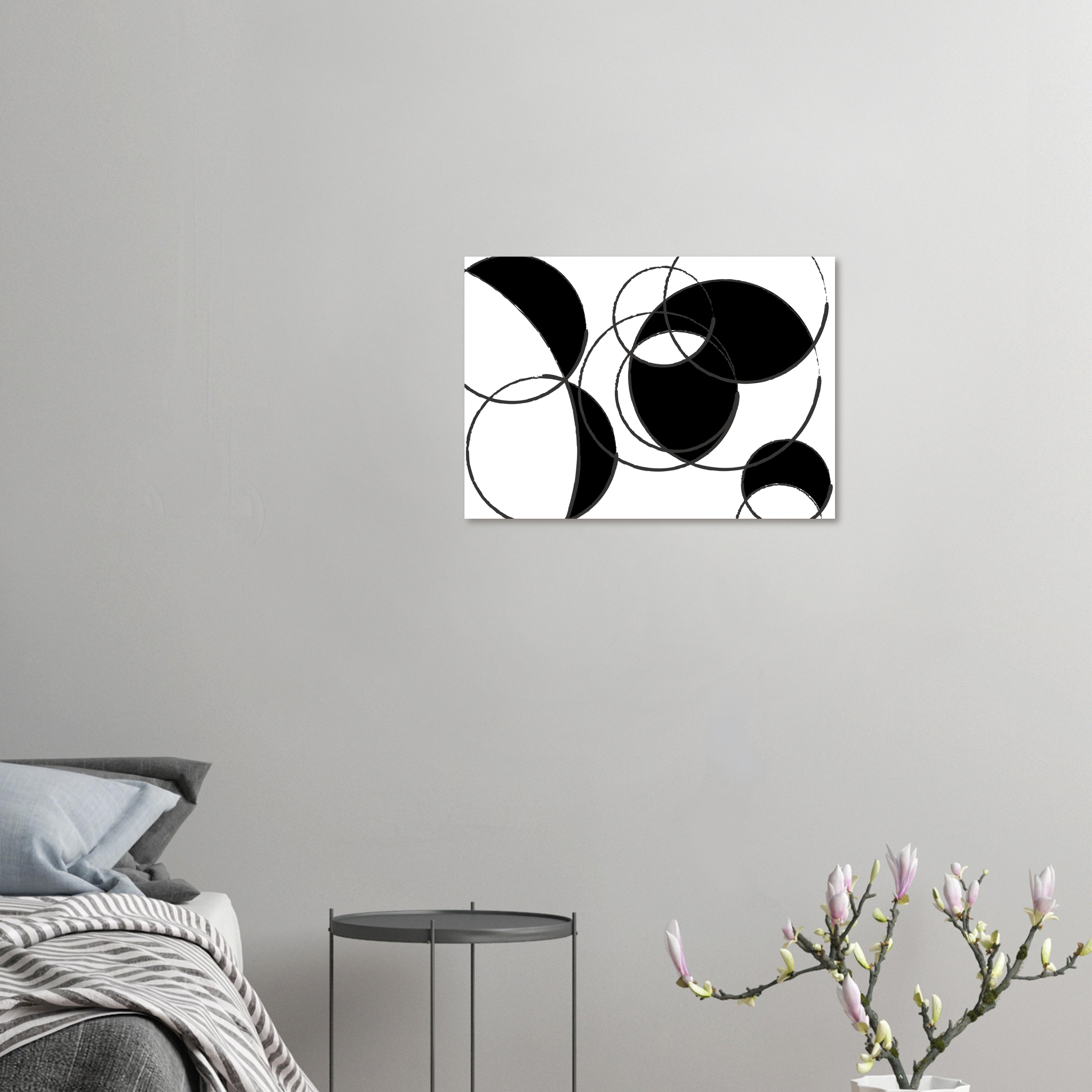 Minimalist Circles World Map — Black and White Art Edition (Print)