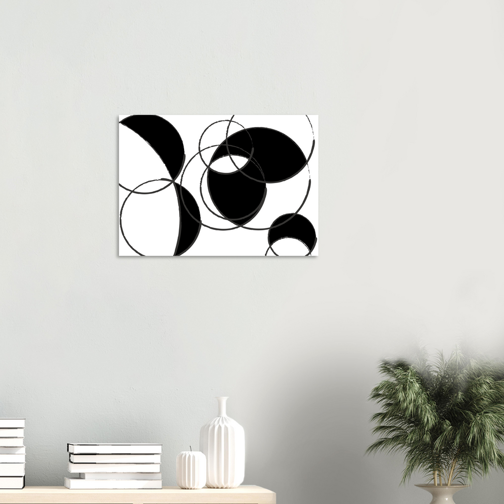Minimalist Circles World Map — Black and White Art Edition (Print)
