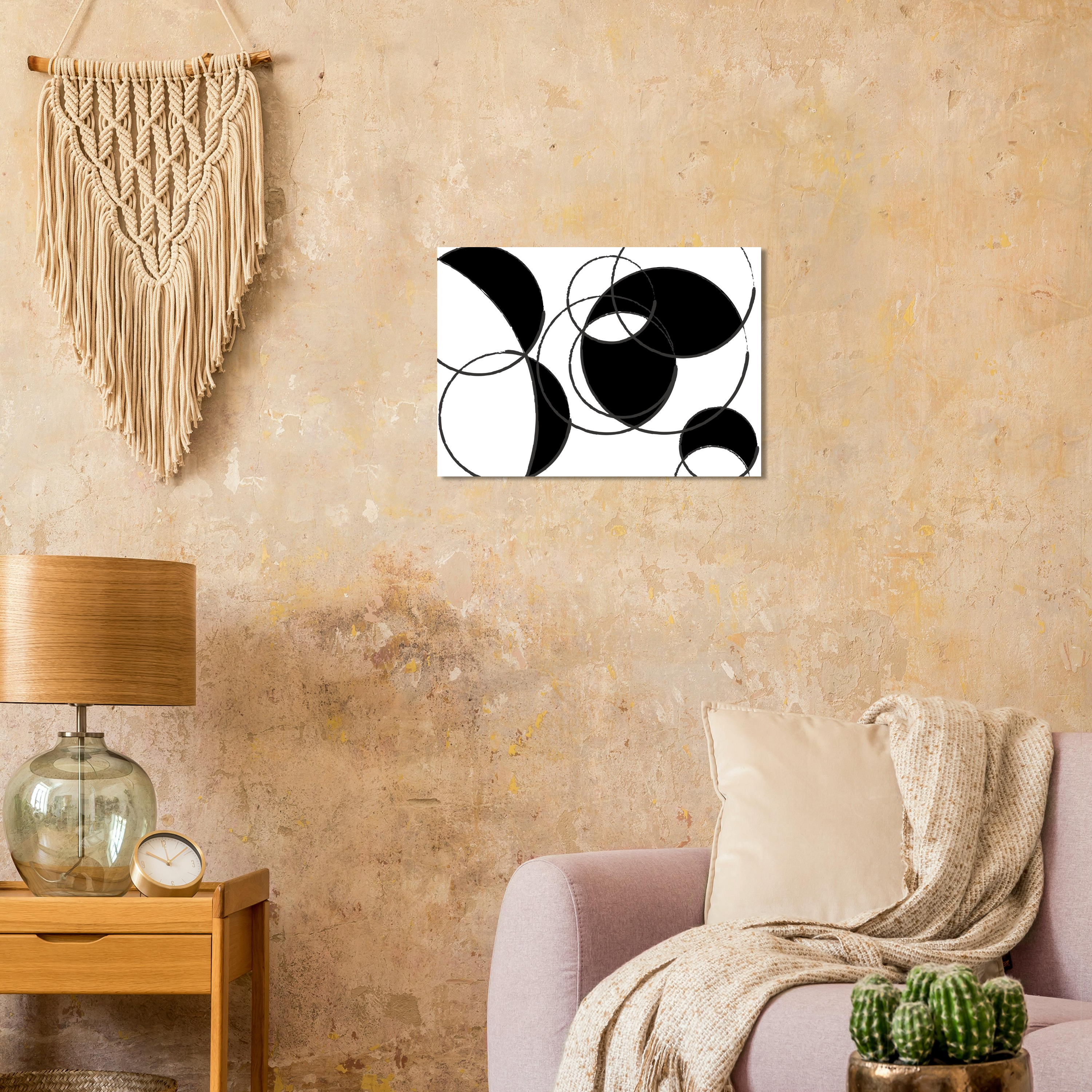 Terrible Maps minimalist world map in modern beige living room - geography wall decor Image